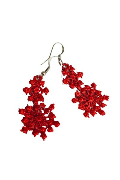ARIALE Cercei Brodati Zambetul Zapezii, fulgi de nea, rosu