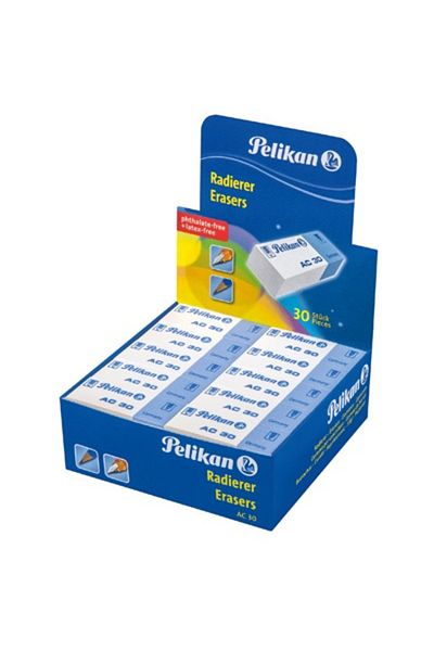 Pelikan Eraser AC30, Color White, Material Plastic, Dimensions 50x19x12mm, Set of 30