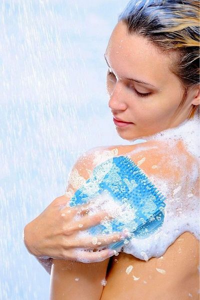 Shopura Silicone Back Scrubber – Bath Body Brush - Painless Massage Washcloth with Exfoliating Effect