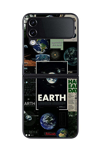 Tolwak غطاء حماية لهاتف Samsung Galaxy Z Flip 4 بتصميم Earth