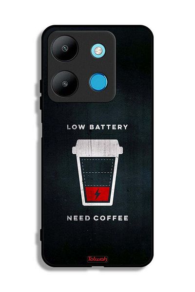 Tolwak Infinix Smart 7 Protective Case Cover Low Battery Need Coffee