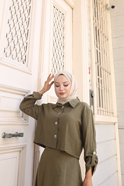 ECESSAMODAM Πουκάμισο Φούστα Μουσουλμανική Φορέματα Σετ δύο τεμαχίων