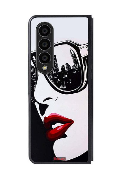 Tolwak Samsung Galaxy Z Fold 4 Protective Case Cover Girl Face Abstract Art