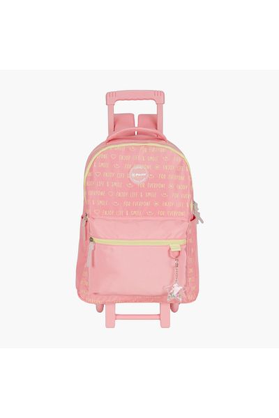 Pause Confetti Accent Trolley Backpack with Retractable Handle and Zip Closure - 27x10x31 cms