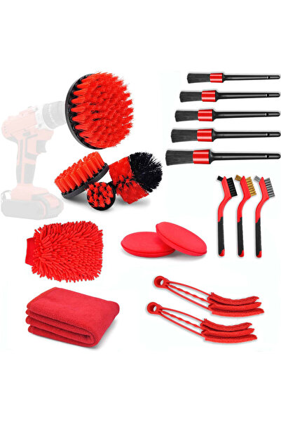 GlowforHome Set Premium 18 piese detailing auto GlowforHome, curățare interior/exterior, perii, burete, lavetă