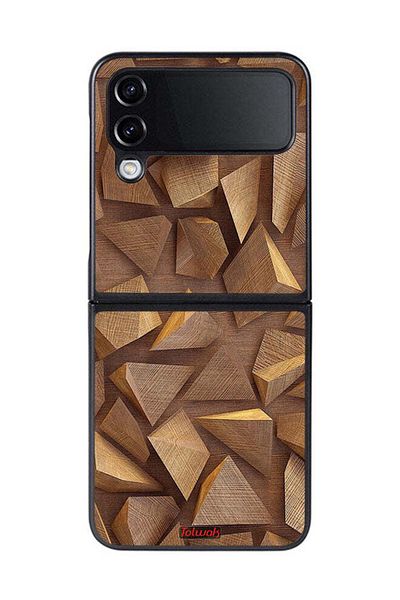 Tolwak Samsung Galaxy Z Flip 4 Protective Case Cover Wood Pieces Art