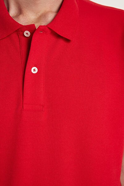 Tudors Men's Regular Fit Classic Cut Cotton Soft Textured Cool Holding Fabric Plain Red Polo Neck T-Shirt