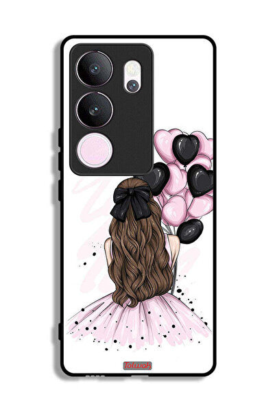 Tolwak غطاء حماية لهاتف فيفو V29 برو، يحمل رسمة فتاة تحمل بالونات