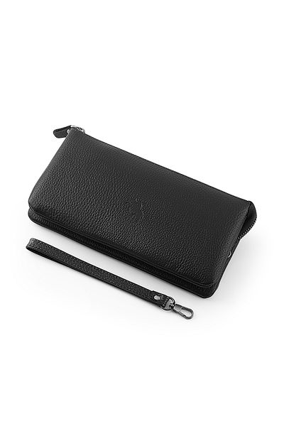 Polo Air 100% Genuine Leather Men's Hand and Wrist Bag Black Color Etn-50-S