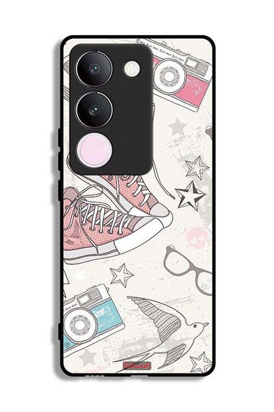 Tolwak vivo V29 Protective Case Cover Canva Shoes And Camera Art