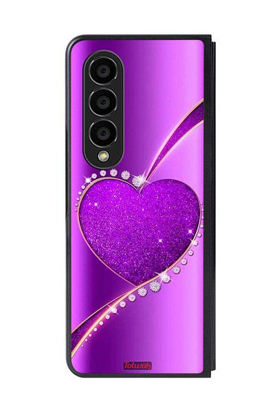 Tolwak Samsung Galaxy Z Fold 4 Protective Case Cover Glitter Heart