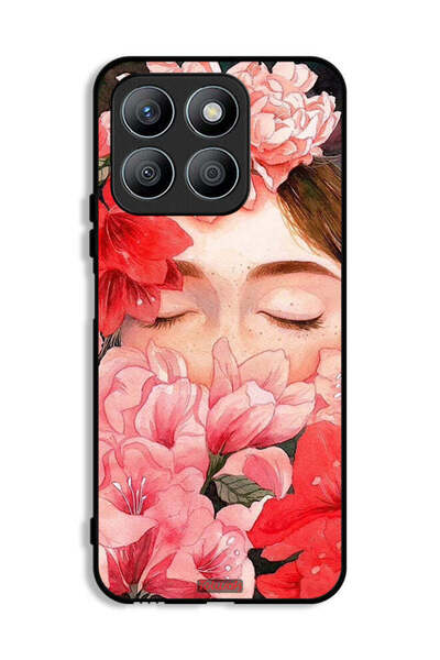 Tolwak غطاء حماية لهاتف Honor X8b برسومات زهور ووجه فتاة مخفي
