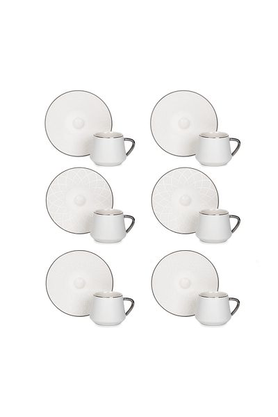 Dallaty silver and white porcelain Turkish coffee cups set 12 pcs