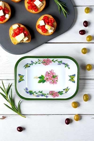 İnci Emaye No. 13 Enameled Square Plate Appetizer Breakfast Camping Picnic