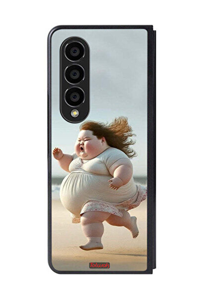 Tolwak غطاء حماية لهاتف Samsung Galaxy Z Fold 4 بتصميم فتاة سمينة تركض