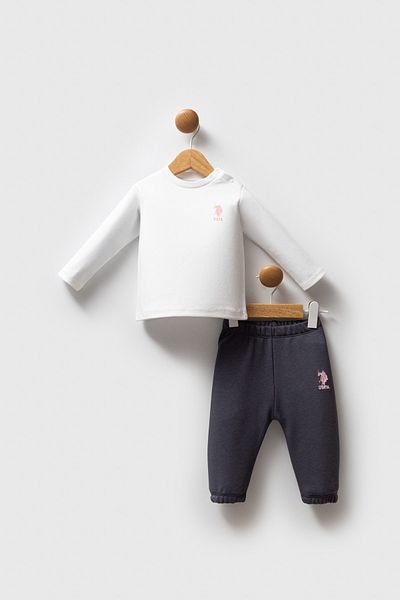 U.S. Polo Assn. Licensed Baby Girl Top and Bottom 3 Piece Set