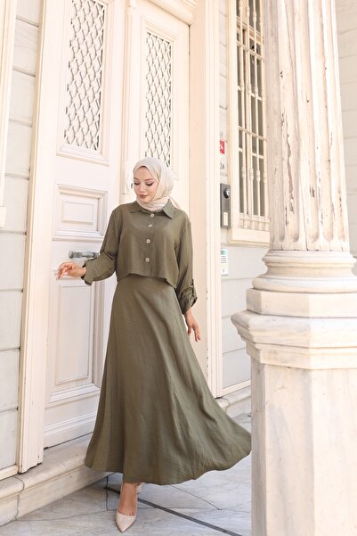 ECESSAMODAM Πουκάμισο Φούστα Μουσουλμανική Φορέματα Σετ δύο τεμαχίων