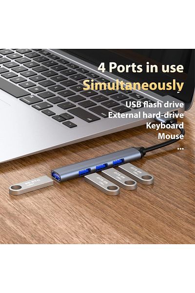 OEM Hub USB-C 4 porturi (3x USB 2.0, 1x USB-C), argintiu