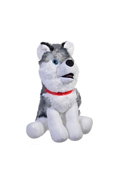 divendi-ro Cățeluș Husky, poliester, 25×22×32 cm, gri/alb/roșu