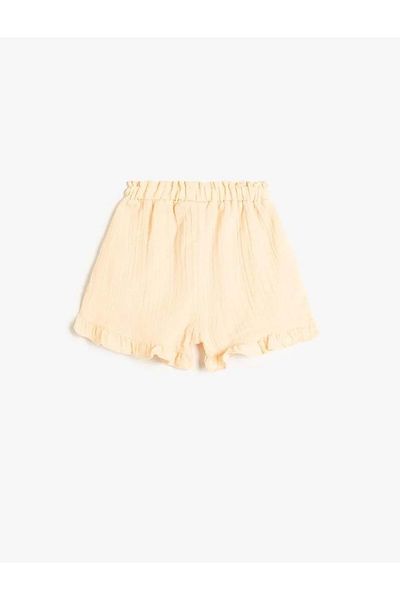 Koton Baby Girl Ruffle Shorts Elastic Waist Textured Cotton 4Smg40015Aw Pink