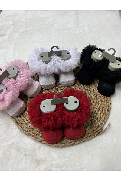 ESES BEBE Luxury Cockoss Tulle Baby Socks Baby Girl Tutu Socks Kokoş Socks 4 Pcs