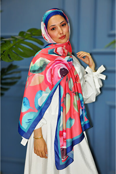 MSCARFS شال حريري من القطن بنمط قزحية