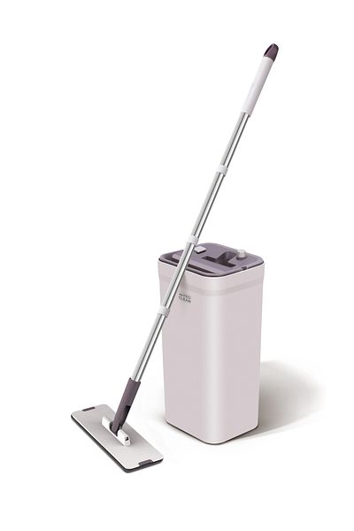Pro Clean Official Flat Mop & Bucket 7.5l Set – Wash & Dry System, Self-wringing, Microfiber Pads