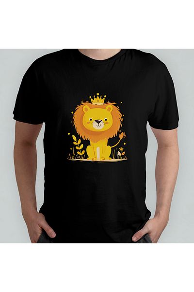 Pixxa Cute Lion Lion Unisex 100% Cotton Crew Neck T-Shirt Model 2