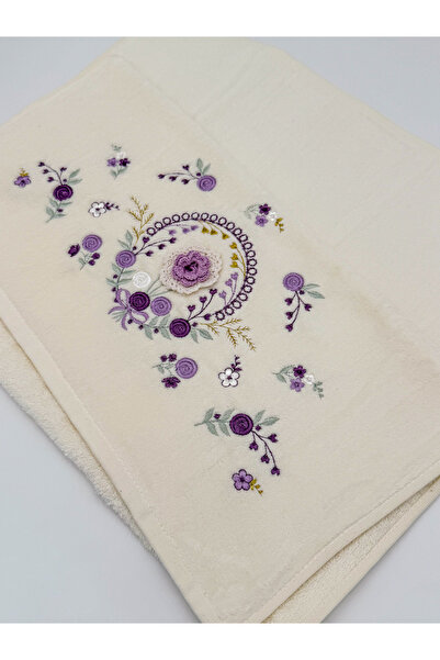 AYHANHOME 3d El Işleme Çiçek Nakışlı 6 Adet 50x90 El Yüz Havlu Seti