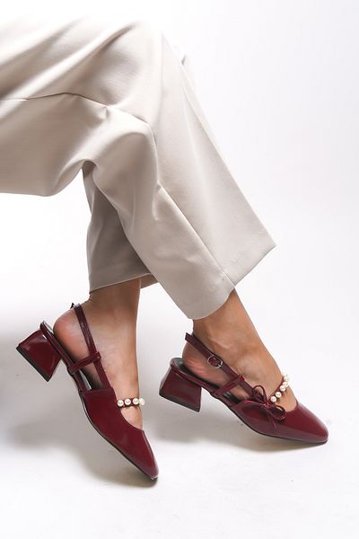 Riccon Pantofi cu toc de damă Elyelyrra 0012127 Piele lacuită roșie Claret