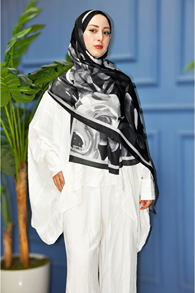 MSCARFS شال حريري من القطن بنمط قزحية