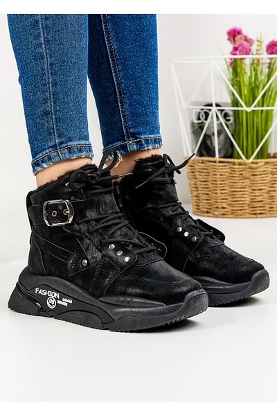 starlike Women's black fur boots A165