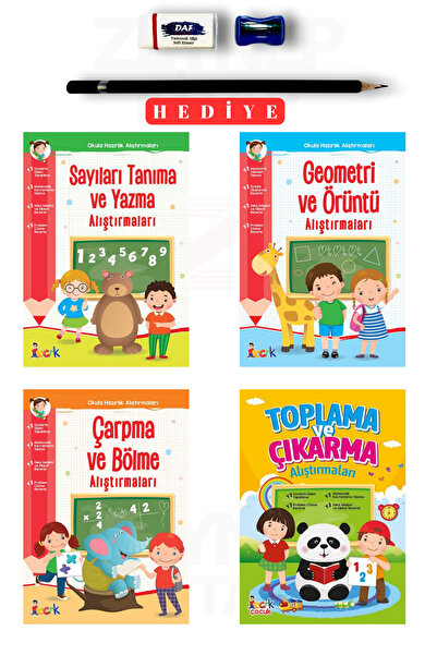 Bıcırık Yayınları School Preparation Exercises 4+Age Math Exercises 4 Books (...