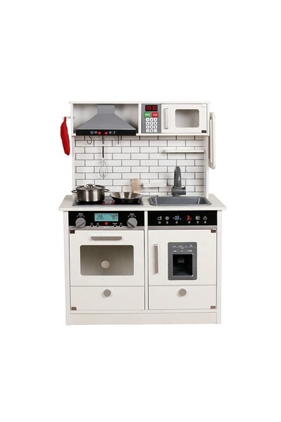 PROCART Wooden kitchen for children, illuminated, sound, 4 accessories included, vintage, 65x97.5x30 cm