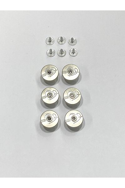 karantuhafiye Jeans Coat Button / 1.7 cm / 6 Pieces / Silver / Heart Model with Stones