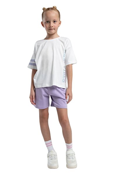 Rolypoly Costum de pijama pentru fete, liliac, cu pantaloni scurți 3615