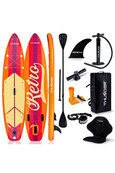 Thunder Placa Sup Gonflabilă Retro, 320x75x15cm, Set Cu Rucsac, Scaun, Pompă, Multicolor