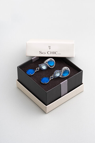 So CHIC... Aura Işıltısı 18 Ayar Beyaz Altın Kaplama Gümüş Tasarım Küpe