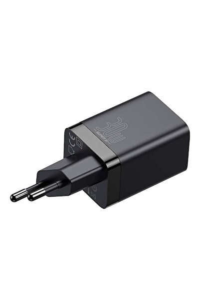Baseus Încărcător de telefon USB + USB-C 30W Negru