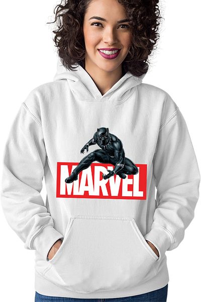 OEM Women's Hoodie Black Panther Marvel Logo Feline Superhero