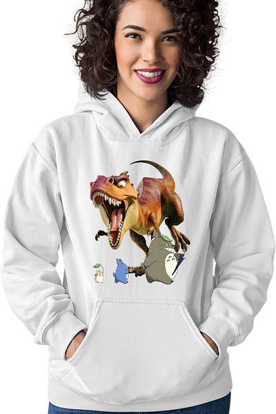 OEM Women's Hoodie Ice Age Totoro Dinosaur T-Rex Ghibli Animation