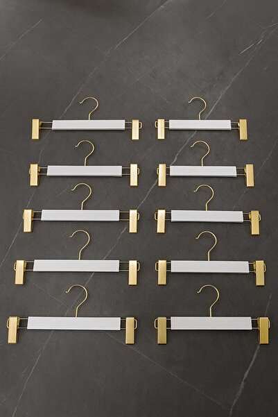 ÖZKAHRA TEKSTİL 12 Adet Ahşap Görünümlü plastik Etek Pantolon Askısı