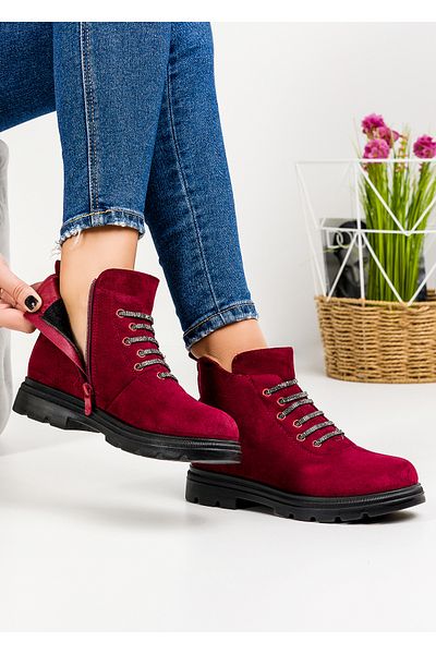 starlike Women's burgundy fur boots A188