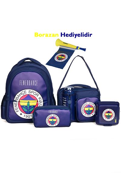 Fenerbahçe Licensed 5-Piece School Set (Backpack + Lunch Box + Pen Holder + Water Bottle + Food Container)