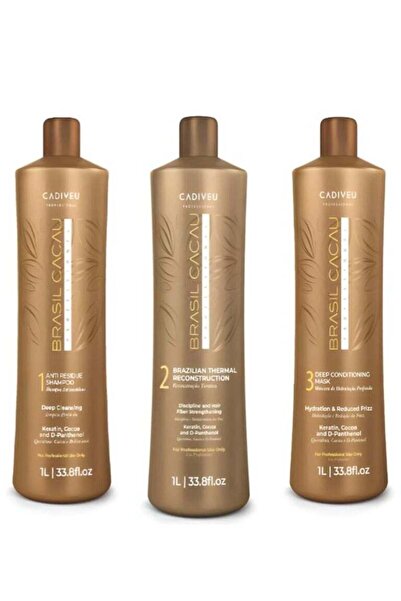 Brasil Cacau 3x1L Professional Hair Treatment Set - Nourishing, Frizz-Control...