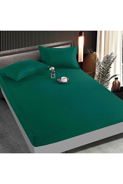 JOJO HOME Fitted Sheet with Elastic, Jojo Home, Damask, 2 Persons, 160x200cm, Emerald Green