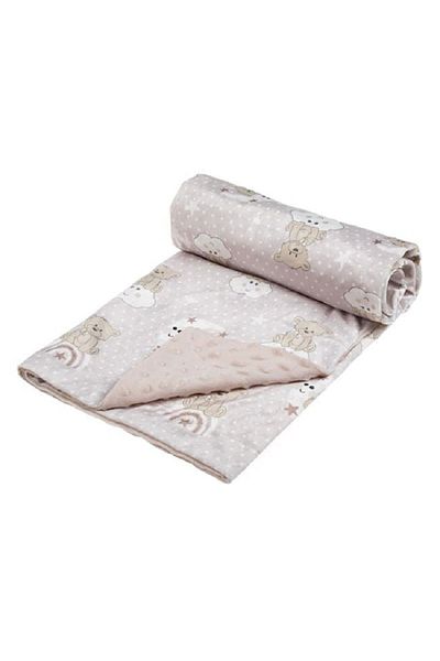 OEM Patura catifelata pentru bebe, 90x80 cm, Ursuleti Ecru