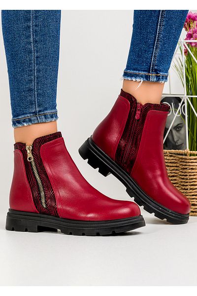 starlike Women's burgundy fur boots A179