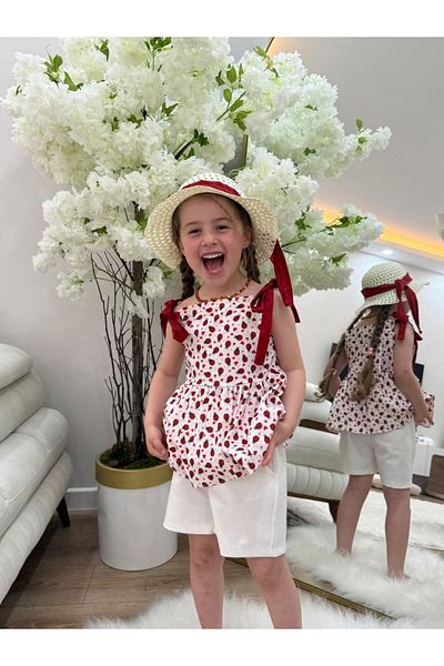 GÖKJOY BUTİK Premium Quality Hat Included 3-Piece Shorts Girl's Set