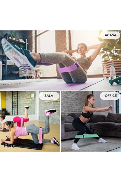 MACVI Set 3 Elastic Bands Multicolor, Light, Medium, and Heavy Resistance + Green Hip Band for Fitne